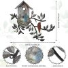 CT1of4GT_2 Peryiter Birds Wall Metal Decor Outdoor Art Hanging Metal Tree with Birdhouse for Living Room Tree Leaf Wall Decor for Indoor Outdoor Garden(Brown)
