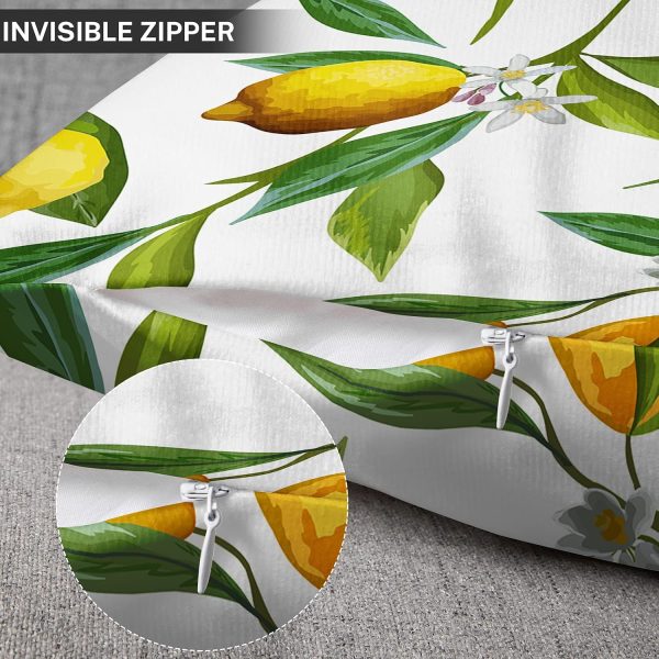 Emvency Throw Pillow Covers Summer Elegant Green Jungle Leaf Floral Lemon Flowers Leaves 18x18 Inch Cushion Pillowcase Sofa Square Print