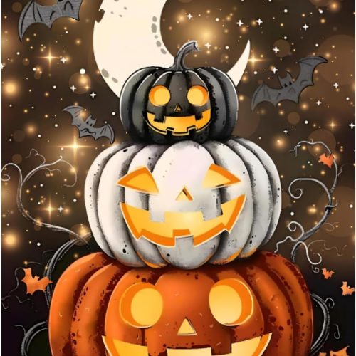 Reivworl Halloween Diamond Art Kits for Adults, Pumpkin Diamond Painting Kits, Gem Art Kit for Gifts and Home Interior Decor 12x16 Inch