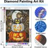 Reivworl Halloween Diamond Art Kits for Adults, Pumpkin Diamond Painting Kits, Gem Art Kit for Gifts and Home Interior Decor 12x16 Inch