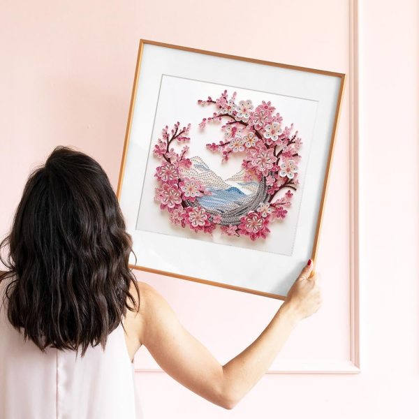 DIADAY Cherry Blossom Diamond Art Painting Kits for Adults, 5D Crystal Rhinestone Special Shaped Diamond Art Kits Floral, DIY Crafts Home Wall Decor Gift Art 12 x 12 Inches