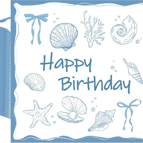 Last Toast on the Coast Napkins, 50 Pcs Coastal Seashell Happy Birthday Party Decorations, Paper Napkins Disposable for Girls Wedding Bridal Shower, Beach Bachelorette Summer Party Decor