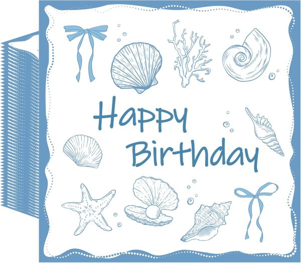 Last Toast on the Coast Napkins, 50 Pcs Coastal Seashell Happy Birthday Party Decorations, Paper Napkins Disposable for Girls Wedding Bridal Shower, Beach Bachelorette Summer Party Decor