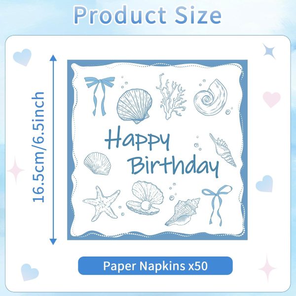 Last Toast on the Coast Napkins, 50 Pcs Coastal Seashell Happy Birthday Party Decorations, Paper Napkins Disposable for Girls Wedding Bridal Shower, Beach Bachelorette Summer Party Decor