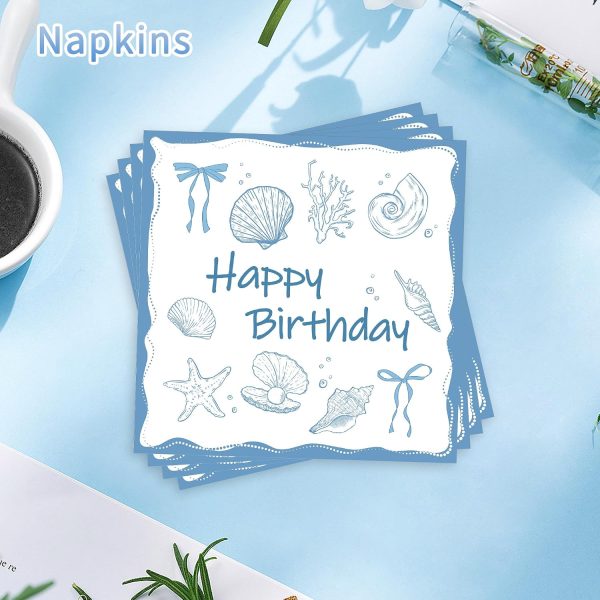 Last Toast on the Coast Napkins, 50 Pcs Coastal Seashell Happy Birthday Party Decorations, Paper Napkins Disposable for Girls Wedding Bridal Shower, Beach Bachelorette Summer Party Decor