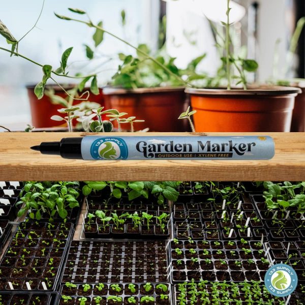2 Pack Garden Marker Pen Permanent Markers Black (UV Fade Resistant Marker Pens for Plant Markers Garden Markers Waterproof Pen Black Markers Outdoor Marker for Garden Plant Labels 0.8mm)