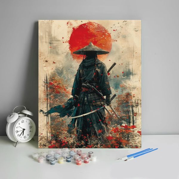HULDFRDA Adult Paint by Number Kits On Canvas Japanese Samurai Adults' Paint-by-Number Kits Japanese Style Painting for Adults Color by Number DIY Paint by Numbers with Paints and Brushes,16x20 Inch