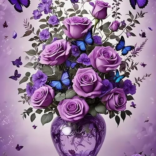 DIYCYCY Floral&Butterfly Diamond Art Kits for Adults Beginners,DIY 5D Diamond Painting Flowers,Round Full Drill Gem Art for Adults,Diamond Dots Paintings Picture Crafts Home Wall Decor 12x16 in