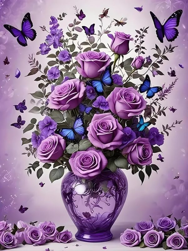 DIYCYCY Floral&Butterfly Diamond Art Kits for Adults Beginners,DIY 5D Diamond Painting Flowers,Round Full Drill Gem Art for Adults,Diamond Dots Paintings Picture Crafts Home Wall Decor 12x16 in