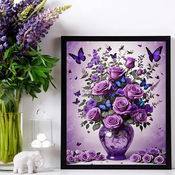 DIYCYCY Floral&Butterfly Diamond Art Kits for Adults Beginners,DIY 5D Diamond Painting Flowers,Round Full Drill Gem Art for Adults,Diamond Dots Paintings Picture Crafts Home Wall Decor 12x16 in