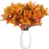 CT5EZ609CT_4 BBTO 6 Pieces Artificial Maple Leaves 7 Branches Autumn Faux Leaf Decoration Stem Fall Leaves for Thanksgiving Home Indoor Outdoor Kitchen Festival Autumns Table Centerpieces Decoration(Orange)