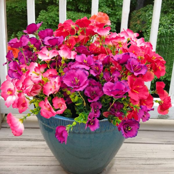 12 Pack Artificial Hibiscus Flowers UV Resistant Fake Silk Flowers for Outdoors Hanging Baskets Porch Patio Garden Decor Faux Tropical Plants