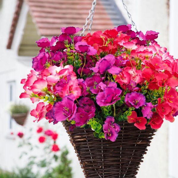 12 Pack Artificial Hibiscus Flowers UV Resistant Fake Silk Flowers for Outdoors Hanging Baskets Porch Patio Garden Decor Faux Tropical Plants