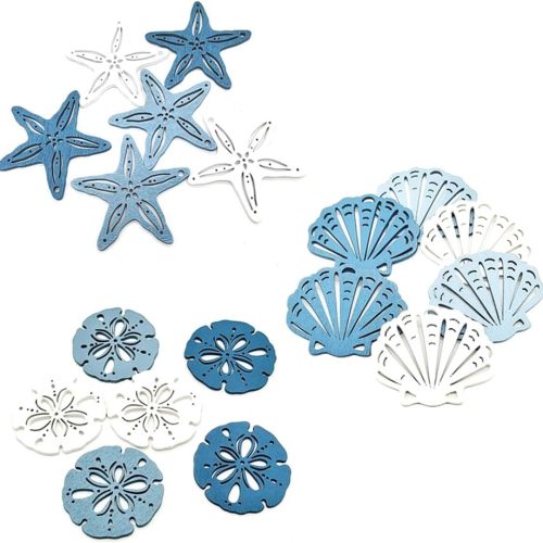36Pcs Wooden Starfish Shell Ornaments Decor Beach Ocean Themed Ornaments Christmas Tree Hanging Ornaments Farmhouse Hanging Crafts Home Decorations (36)