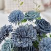 TINGE TIME Artificial Flowers Combo Box Set, Dusty Blue Roses Gradient Color Fake Roses with Stems for DIY Wedding Bouquets Table Centerpieces Baby Shower Home Party Floral Arrangements Decorations