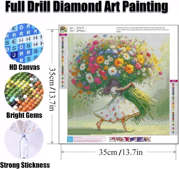 CT62534CT_2 Ekuxom Diamond Art Kits for Adults-5D Flower Diamond Painting 14x14 inch | Girl DIY Round Full Drill Diamond Art Flowers for Adults Gem Art Wall Decor