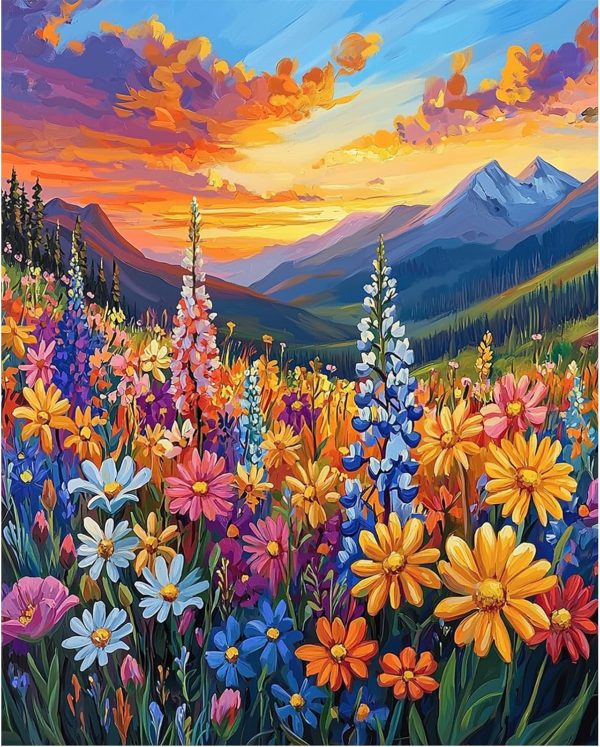 KEYIFA Paint by Numbers Kit for Adults, Flower Beds Paint-by-Number-Kits on Canvas for Beginner Without Framed, Nature Acrylic Painting Set DIY Art Craft for Home Wall Decor (16x20 Inch)