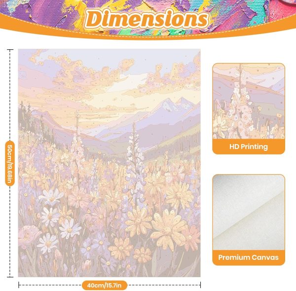 KEYIFA Paint by Numbers Kit for Adults, Flower Beds Paint-by-Number-Kits on Canvas for Beginner Without Framed, Nature Acrylic Painting Set DIY Art Craft for Home Wall Decor (16x20 Inch)