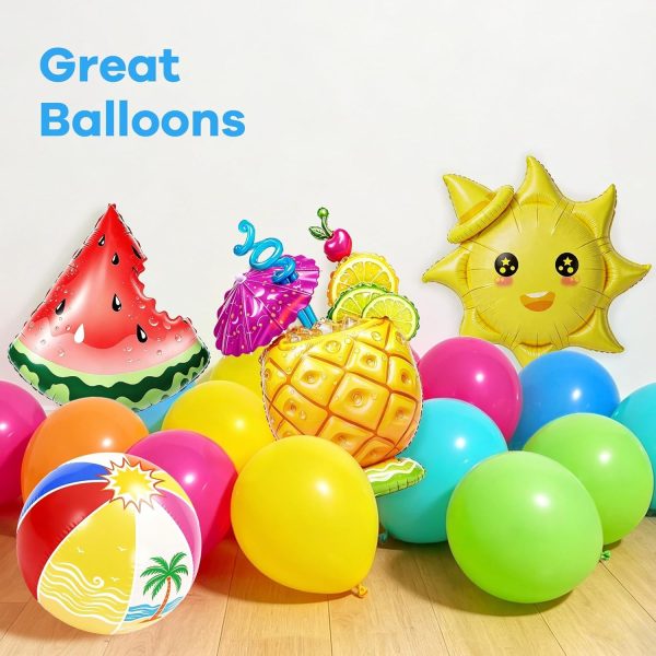 CTAC39CT_4 125pcs Pool Party Balloon Arch Kit with Green Blue Orange Hot Pink Yellow Beach Ball Balloons for Beach Hawaiian Luau Tropical Birthday decorations