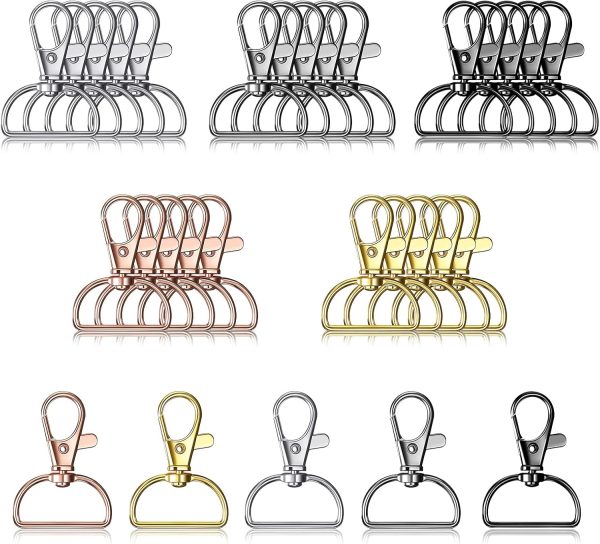 CTACE64CT_1 25 Pcs Metal Swivel Clasp Hooks 1 Inch D Ring Keychain Making Kit Lanyard Snap Hooks Keychain Clip Hooks Lobster Claw Clasps for Lanyard Making, Purse Hardware, DIY Craft