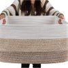 OIAHOMY Large Blanket Basket, 22”x17”x12” Laundry Baskets, Nursery Blanket Storage Living Room, Toy Storage With Handle, Rectangle Woven Baskets-Gradient Yellow