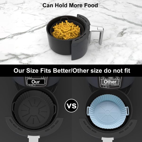 Round Silicone Air Fryer Liners 3Pack, Ninja AF101 & AF161 Silicone Liners for 4-5.3QT, Reusable Air Fryer Accessories Food Grade Liners, Compatible with Ninja, COSORI, Tefal, Bear, Chefman