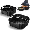 CTD-GR-1154GK_1 Air Fryer Silicone Liners for Ninja Crispi FN101GY/FN101SG/FN101ST Reusable | Big Liner for 4 QT Glass Container & Small Liner for 6 Cups Glass Container, 2 Pcs Reusable Non-Stick Basket Accessories