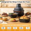 CTD-GR-1154GK_2 Air Fryer Silicone Liners for Ninja Crispi FN101GY/FN101SG/FN101ST Reusable | Big Liner for 4 QT Glass Container & Small Liner for 6 Cups Glass Container, 2 Pcs Reusable Non-Stick Basket Accessories