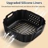 CTD-GR-1154GK_3 Air Fryer Silicone Liners for Ninja Crispi FN101GY/FN101SG/FN101ST Reusable | Big Liner for 4 QT Glass Container & Small Liner for 6 Cups Glass Container, 2 Pcs Reusable Non-Stick Basket Accessories