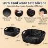 CTD-GR-1154GK_4 Air Fryer Silicone Liners for Ninja Crispi FN101GY/FN101SG/FN101ST Reusable | Big Liner for 4 QT Glass Container & Small Liner for 6 Cups Glass Container, 2 Pcs Reusable Non-Stick Basket Accessories