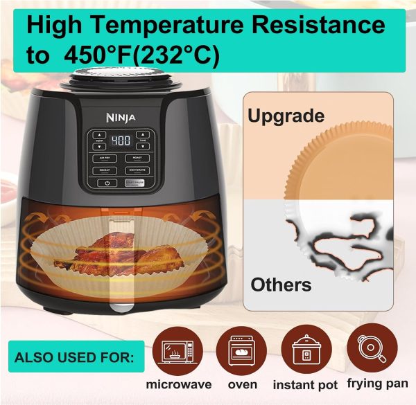 4 qt Air Fryer Liners, Ninja Foodi Liners, 200Pcs Air Fryer Liners Disposable 5qt 8 Inch Round, Circle Liners for Ninja AF101 AF150 XL AF161