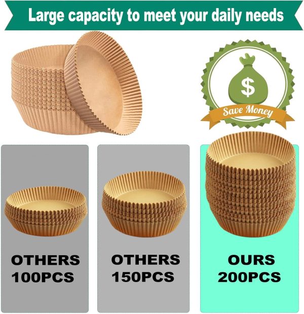 4 qt Air Fryer Liners, Ninja Foodi Liners, 200Pcs Air Fryer Liners Disposable 5qt 8 Inch Round, Circle Liners for Ninja AF101 AF150 XL AF161