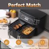 Collapsible 2-Pack Air Fryer Silicone Liners for 8QT & 10QT NINJA Foodi Dual, Reusable Rectangular Silicone Basket Pot for Air Fryer Accessories (Gray)