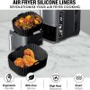 Air Fryer Silicone Liners for Ninja AF140 AF141 AF180 AF181 Air Fryer for Philips HD9270 Basket Baking,9inch Reusable square,Black×2 pack