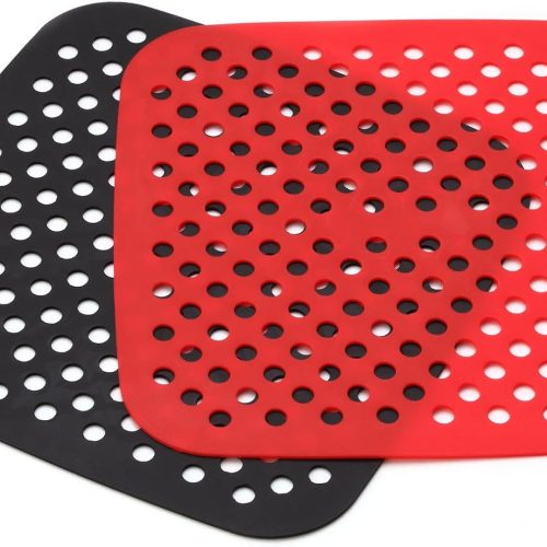 CTD-GR-1181GK_1 Air Fryer Silicone Liners,2 Pack 8.5 Inch Reusable Food-Grade Silicone Mat, Non-stick Heat Resistant Air Fryer Accessories