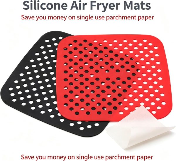 Air Fryer Silicone Liners,2 Pack 8.5 Inch Reusable Food-Grade Silicone Mat, Non-stick Heat Resistant Air Fryer Accessories