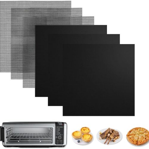 CTD-GR-1187GK_1 for Ninja Foodi Reusable Air Fryer Liners 12x12inch Non-Stick,Bottom of Toaster Oven Mat,3x Liners + 3x Mesh Sheets, Baking/Microwave/Grill,450°F,Pre-Cut Square for SP101/SP201/SP301/SP351