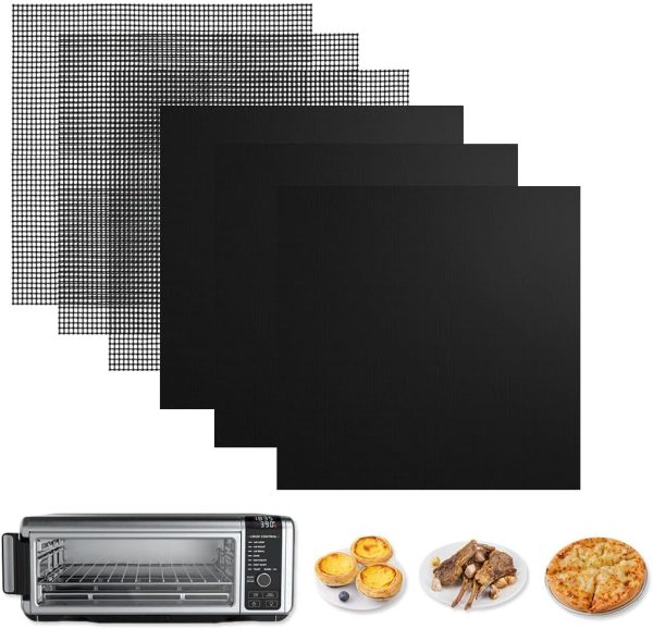 for Ninja Foodi Reusable Air Fryer Liners 12x12inch Non-Stick，Bottom of Toaster Oven Mat,3x Liners + 3x Mesh Sheets, Baking/Microwave/Grill,450°F,Pre-Cut Square for SP101/SP201/SP301/SP351