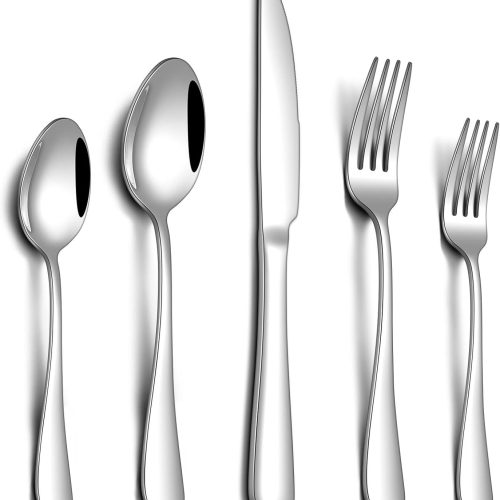 PHILIPALA 20 Piece Silverware Set, Stainless Steel Flatware Set for 4 Food Grade Novelty Flatware Cutlery Utensil Set Include Knife Fork Spoon Mirror Polished Dishwasher Safe