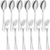12 Pieces Spoons and Forks Set,Food Grade Stainless Steel Flatware Cutlery Set,6 Forks(6.8 inch) and 6 Spoons(6.6inch) Silverware Set for Home,Kitchen,Restaurant-Mirror Polished & Dishwasher Safe