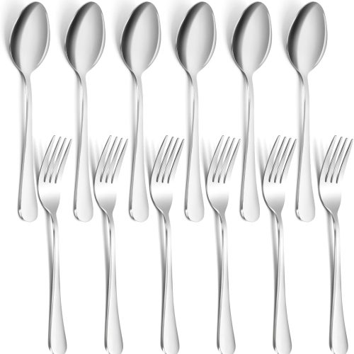 CTD-GR-1348FK_1 12 Pieces Spoons and Forks Set,Food Grade Stainless Steel Flatware Cutlery Set,6 Forks(6.8 inch) and 6 Spoons(6.6inch) Silverware Set for Home,Kitchen,Restaurant-Mirror Polished & Dishwasher Safe