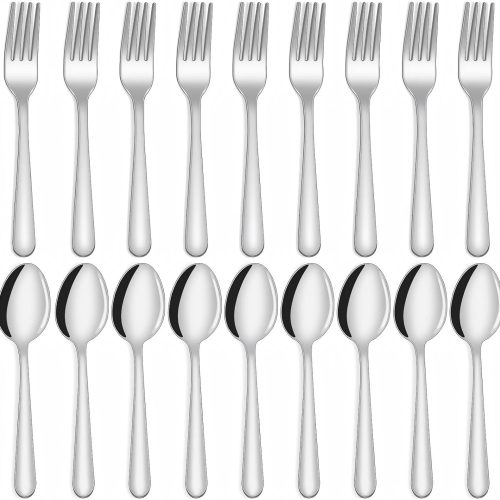 CTD-GR-1354GK_1 Unokit 24-Piece Spoons and Forks Set Silverware Set - Forks and Spoons Food Grade Stainless Steel Silverware for Home, Kitchen and Restaurant, 12-Fork and 12-Spoon, Mirror Polished&Dishwasher Safe