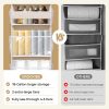5 Tiers Over the Door Organizer with 10 Mesh Side Pockets, 44 lbs Weight Capacity Closet Hanging Storage Organizer with Large Clear Window Kids Toys, Shoes, Diapers, Beige