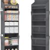 Lifewit 1 Pack Over the Door Organizer, 5 Section Clear Window Hanging Storage with 4 Side Pockets, Sturdy Anti Tilt 40 lbs Load Behind Door for Closet, Bedroom, Bathroom, Nursery, Dorm, Dark Gray