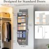 Lifewit 1 Pack Over the Door Organizer, 5 Section Clear Window Hanging Storage with 4 Side Pockets, Sturdy Anti Tilt 40 lbs Load Behind Door for Closet, Bedroom, Bathroom, Nursery, Dorm, Dark Gray
