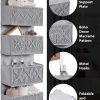 Macrame Over the Door Organizer, Boho Nursery Door Organizer with 4 Large Hanging Pockets, Over Door Baby Organizer for Diapers, Wipes, Bathroom, Bedroom, Grey