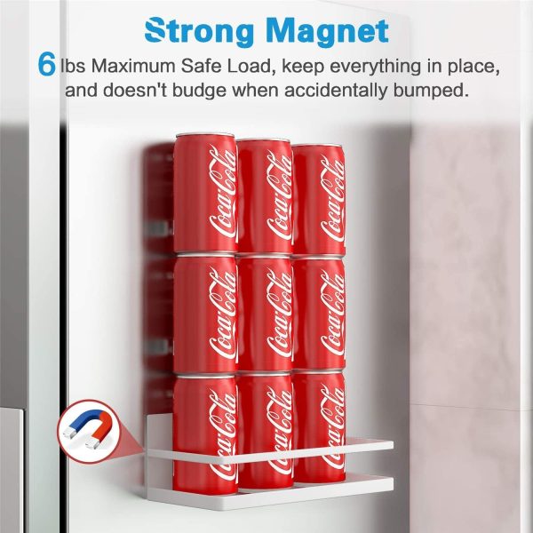 Magnetic Spice Rack, AUVAHOX Strong Magnetic Shelf with 4 Removable Hooks, Perfect Space Saver for Small Kitchen/ Apartment, Awesome Metal Cabinet for Holding Spices, Jars, Bottle(White, 2Pack)
