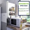 Magnetic Spice Rack, AUVAHOX Strong Magnetic Shelf with 4 Removable Hooks, Perfect Space Saver for Small Kitchen/ Apartment, Awesome Metal Cabinet for Holding Spices, Jars, Bottle(White, 2Pack)