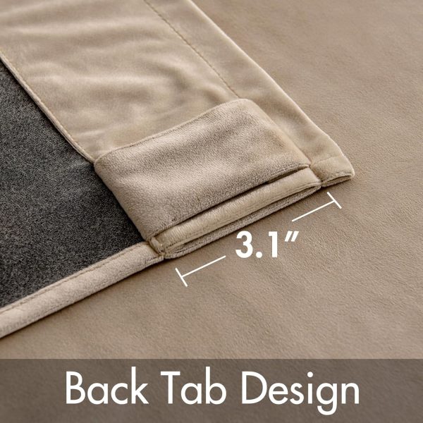 CTD-GR-184GK_3 MIULEE Velvet Curtains 84 inches 2 Panels - Luxury Blackout Curtains for Bedroom Living Room Thermal Insulated Super Soft Window Drapes Rod Pocket & Back Tab, Camel Beige, W52 x L84 inches