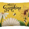 AVOIN colorlife Hello Sunshine Daisy Sunflower Bee Throw Pillow Cover, 12 x 20 Inch Summer Party Holiday Yellow Cushion Case Decoration for Sofa Couch